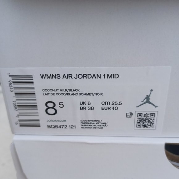 Women's Nike Air Jordan 1 Mid 'Coconut Milk' Sneakers - Size 8 & 8.5 Shoes - Picture 10 of 12